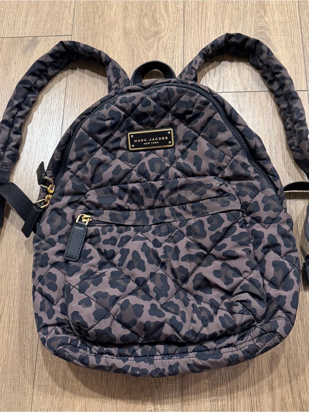 Marc Jacobs Quilted Leopard-Print small Backpack in Brown and Black